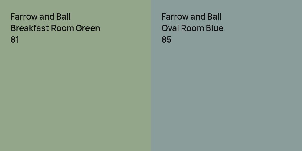 Farrow and Ball Breakfast Room Green vs. Farrow and Ball Oval Room Blue