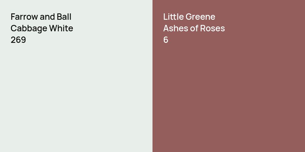 Farrow and Ball Cabbage White vs. Little Greene Ashes of Roses