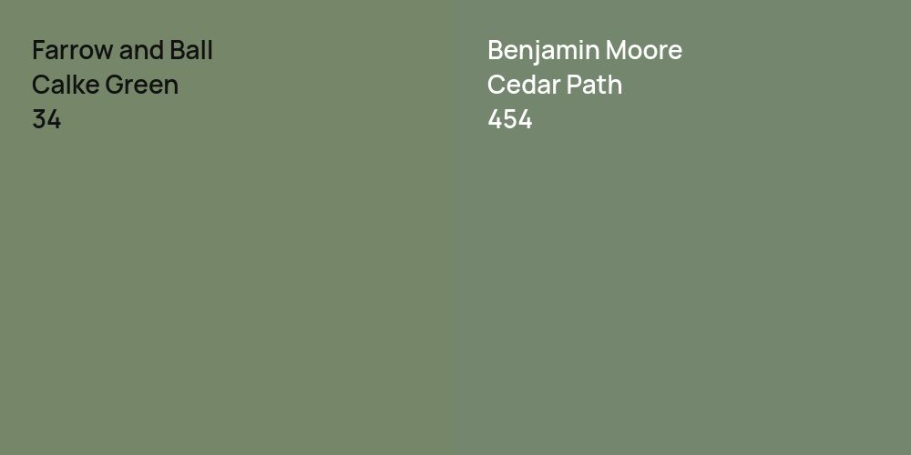 Farrow and Ball Calke Green vs. Benjamin Moore Cedar Path