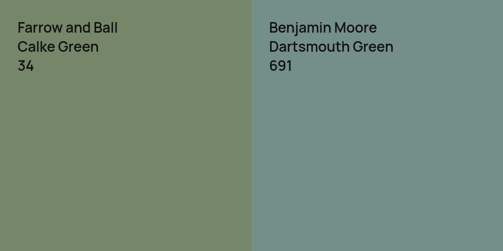 Farrow and Ball Calke Green vs. Benjamin Moore Dartsmouth Green