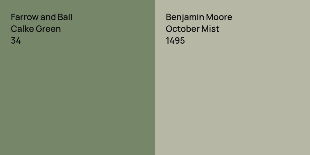 Farrow and Ball Calke Green vs. Benjamin Moore October Mist