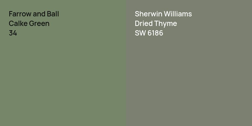 Farrow and Ball Calke Green vs. Sherwin Williams Dried Thyme