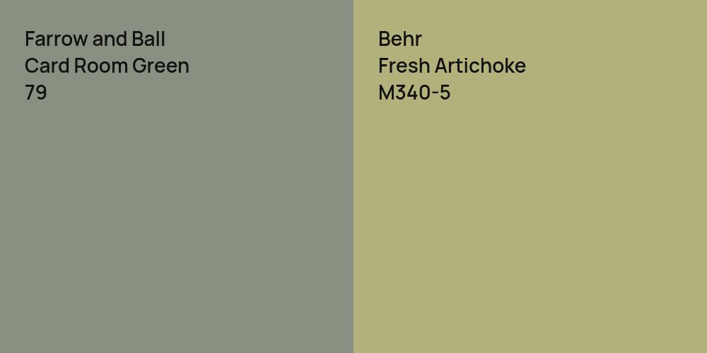 Farrow and Ball Card Room Green vs. Behr Fresh Artichoke