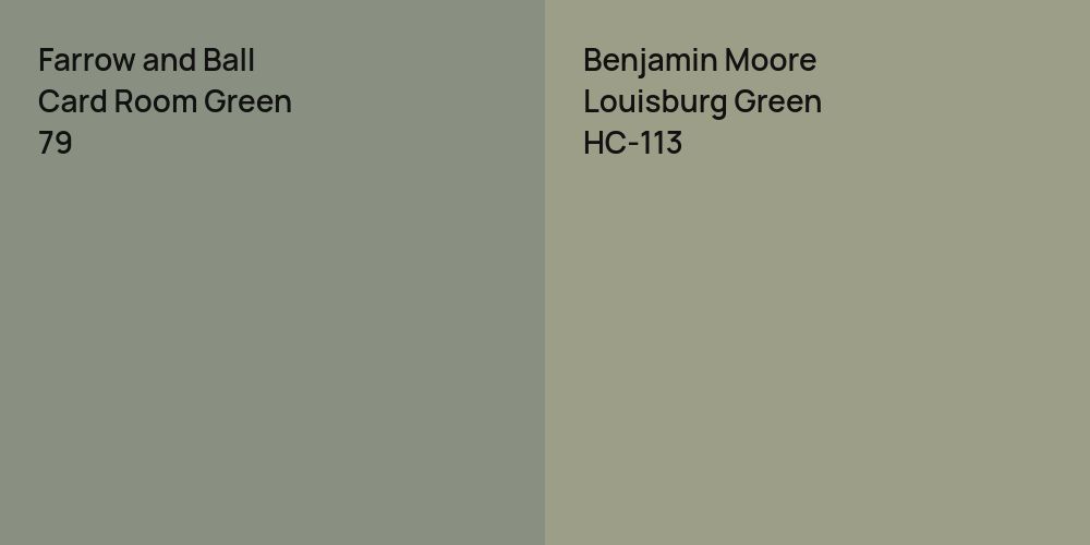 Farrow and Ball Card Room Green vs. Benjamin Moore Louisburg Green