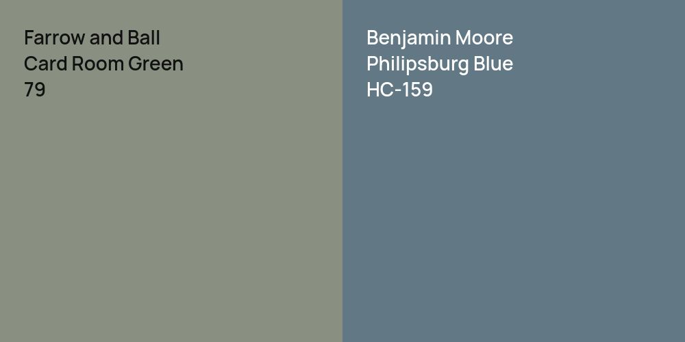 Farrow and Ball Card Room Green vs. Benjamin Moore Philipsburg Blue