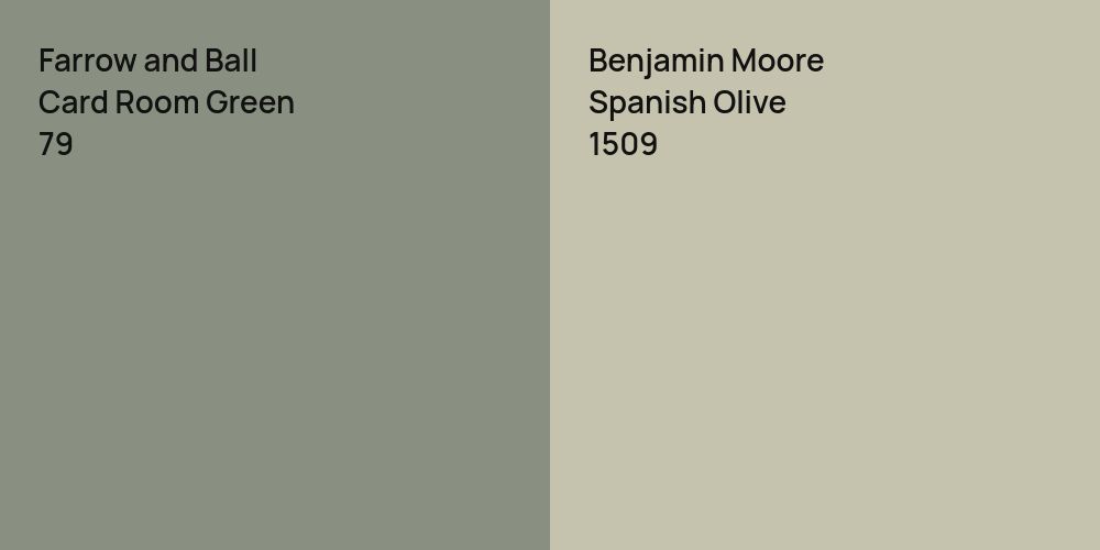 Farrow and Ball Card Room Green vs. Benjamin Moore Spanish Olive