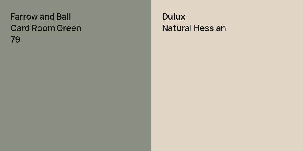 Farrow and Ball Card Room Green vs. Dulux Natural Hessian