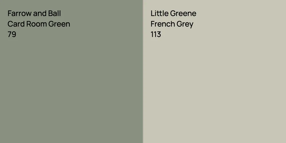 Farrow and Ball Card Room Green vs. Little Greene French Grey