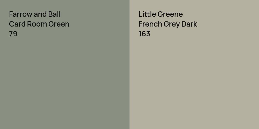 Farrow and Ball Card Room Green vs. Little Greene French Grey Dark