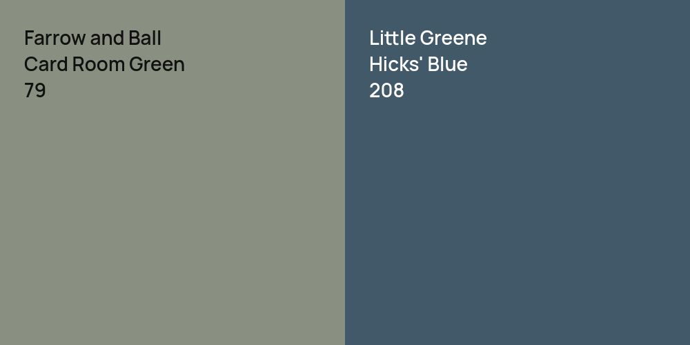 Farrow and Ball Card Room Green vs. Little Greene Hicks' Blue