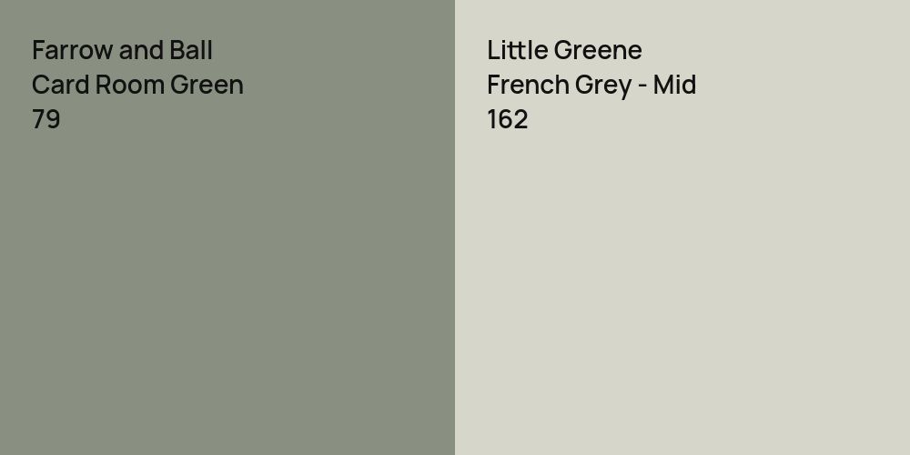 Farrow and Ball Card Room Green vs. Little Greene French Grey - Mid