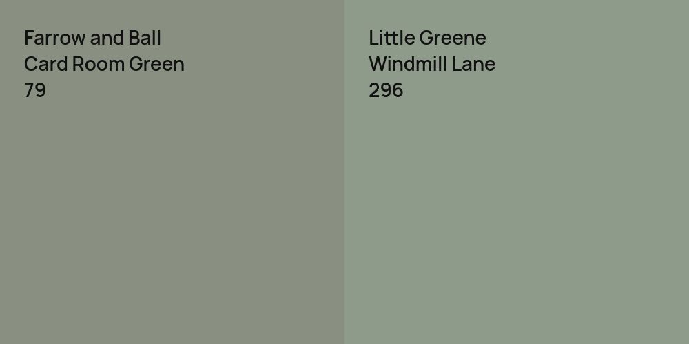 Farrow and Ball Card Room Green vs. Little Greene Windmill Lane