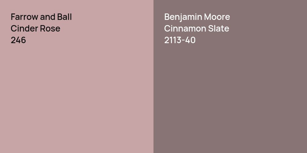 Farrow and Ball Cinder Rose vs. Benjamin Moore Cinnamon Slate