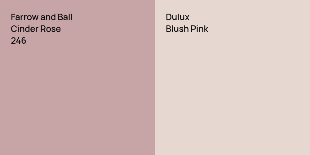 Farrow and Ball Cinder Rose vs. Dulux Blush Pink