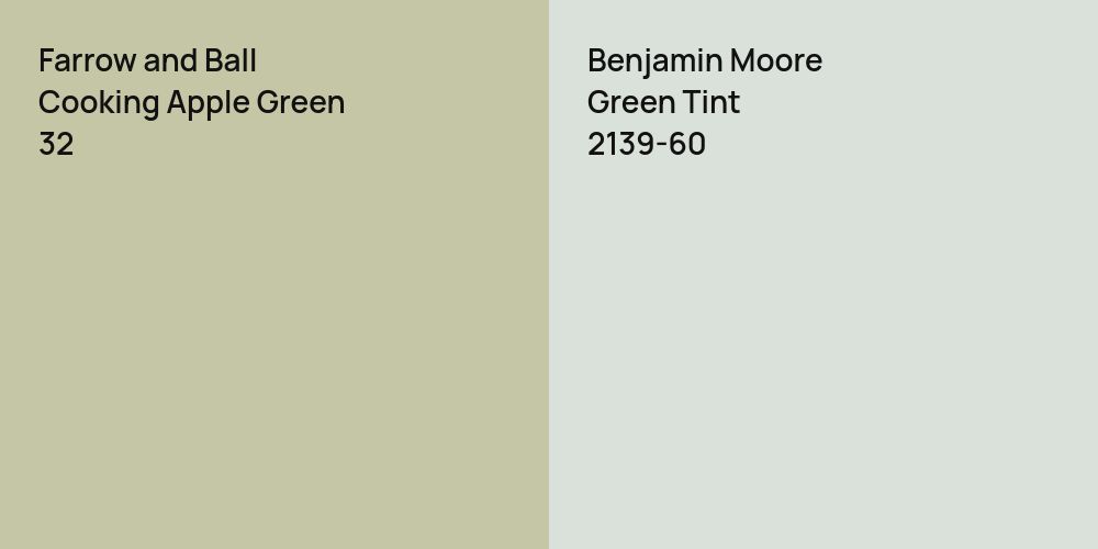 Farrow and Ball Cooking Apple Green vs. Benjamin Moore Green Tint