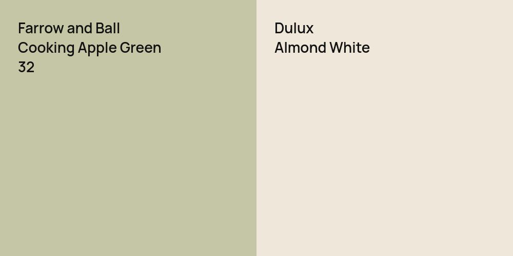 Farrow and Ball Cooking Apple Green vs. Dulux Almond White