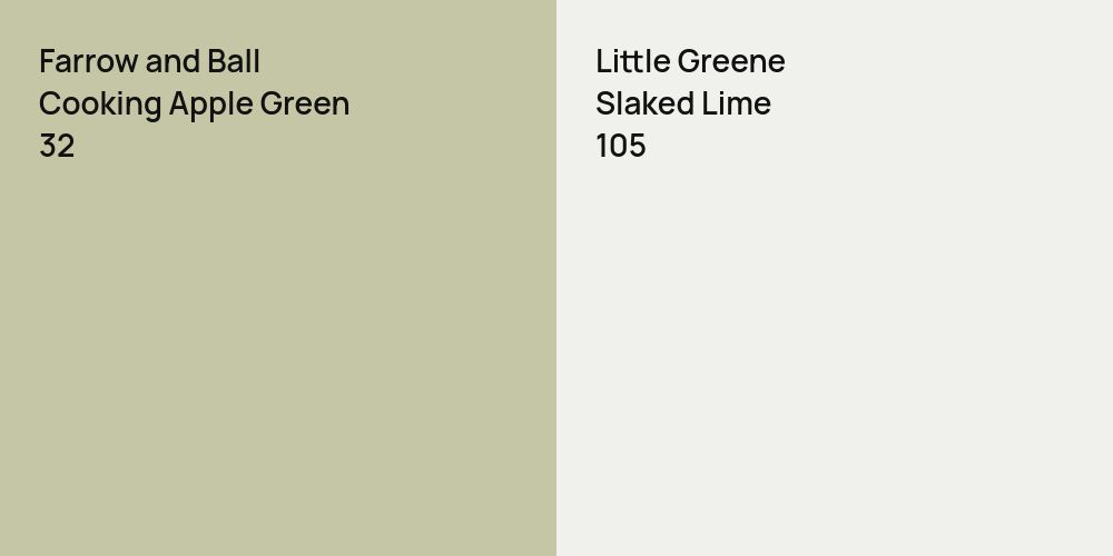 Farrow and Ball Cooking Apple Green vs. Little Greene Slaked Lime