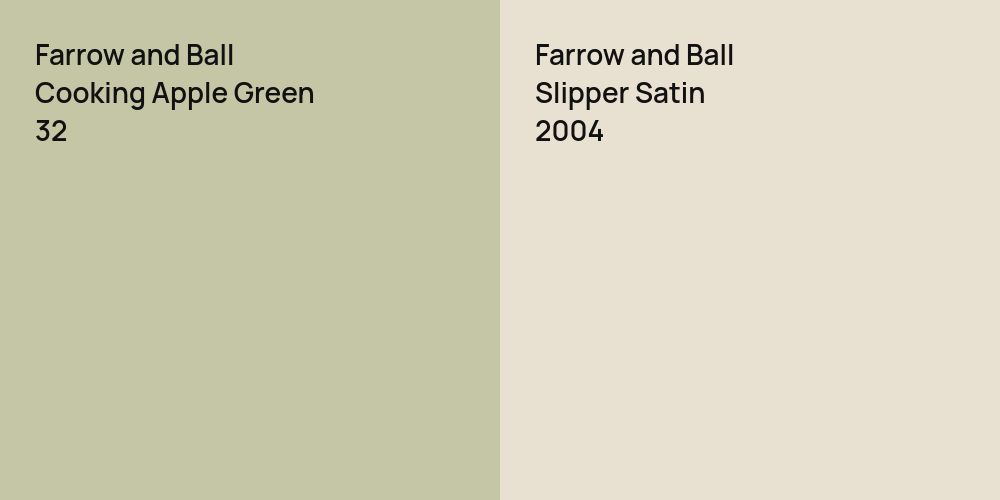 Farrow and Ball Cooking Apple Green vs. Farrow and Ball Slipper Satin