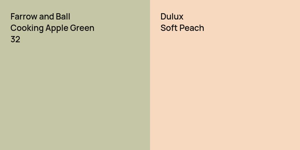 Farrow and Ball Cooking Apple Green vs. Dulux Soft Peach