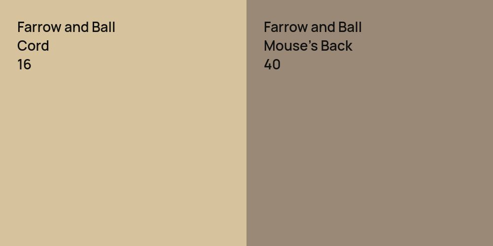 Farrow and Ball Cord vs. Farrow and Ball Mouse's Back