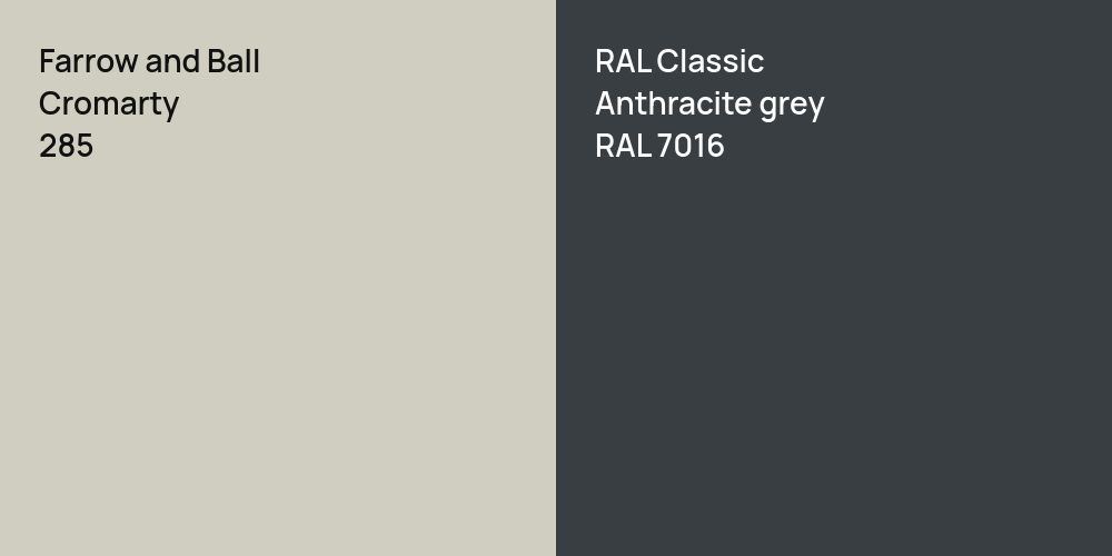 Farrow and Ball Cromarty vs. RAL Classic  Anthracite grey