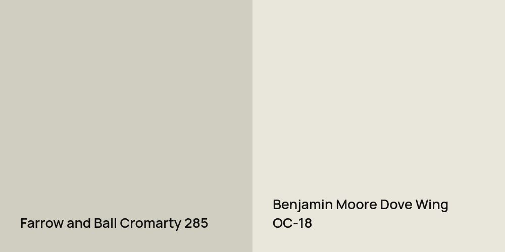 Farrow and Ball Cromarty vs. Benjamin Moore Dove Wing