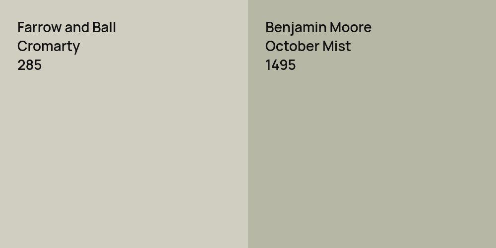 Farrow and Ball Cromarty vs. Benjamin Moore October Mist