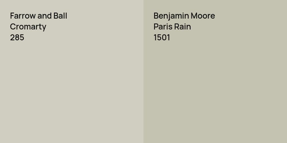 Farrow and Ball Cromarty vs. Benjamin Moore Paris Rain