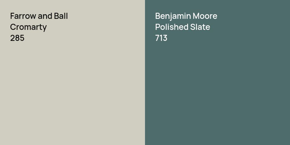 Farrow and Ball Cromarty vs. Benjamin Moore Polished Slate