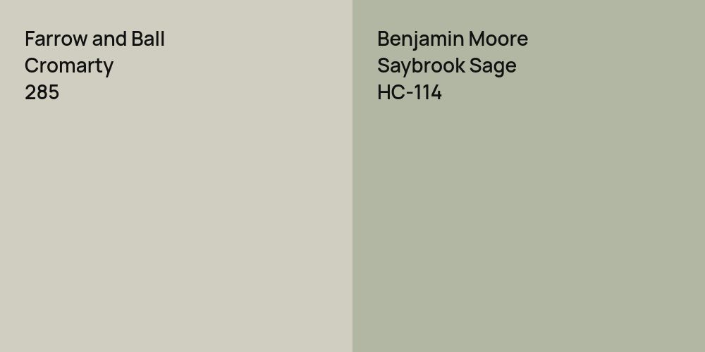 Farrow and Ball Cromarty vs. Benjamin Moore Saybrook Sage