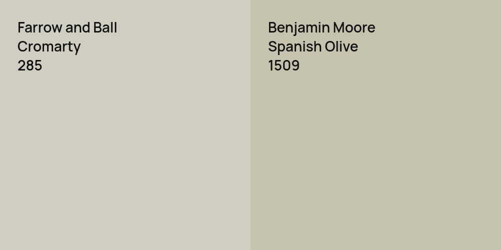 Farrow and Ball Cromarty vs. Benjamin Moore Spanish Olive