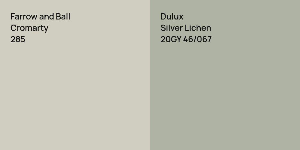 Farrow and Ball Cromarty vs. Dulux Silver Lichen