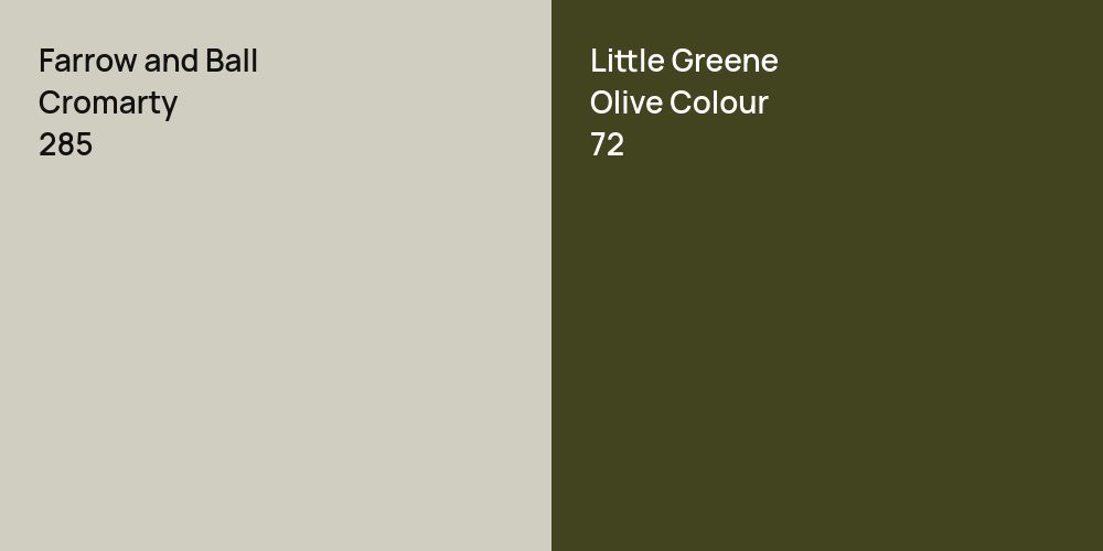 Farrow and Ball Cromarty vs. Little Greene Olive Colour