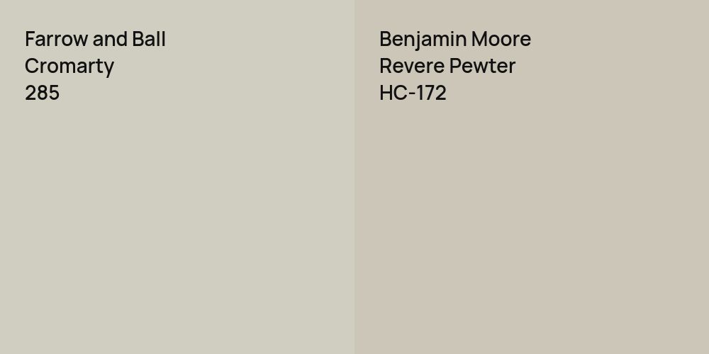 Farrow and Ball Cromarty vs. Benjamin Moore Revere Pewter