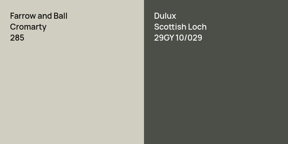 Farrow and Ball Cromarty vs. Dulux Scottish Loch