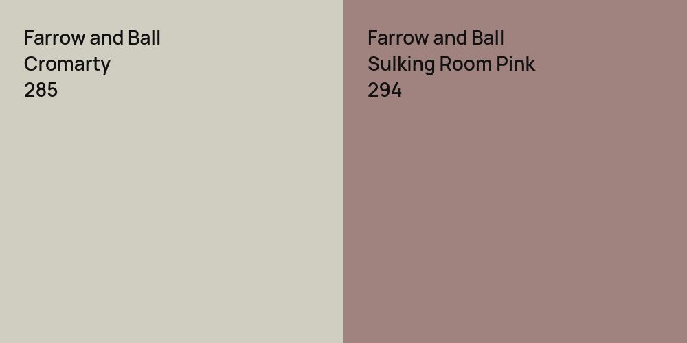 Farrow and Ball Cromarty vs. Farrow and Ball Sulking Room Pink