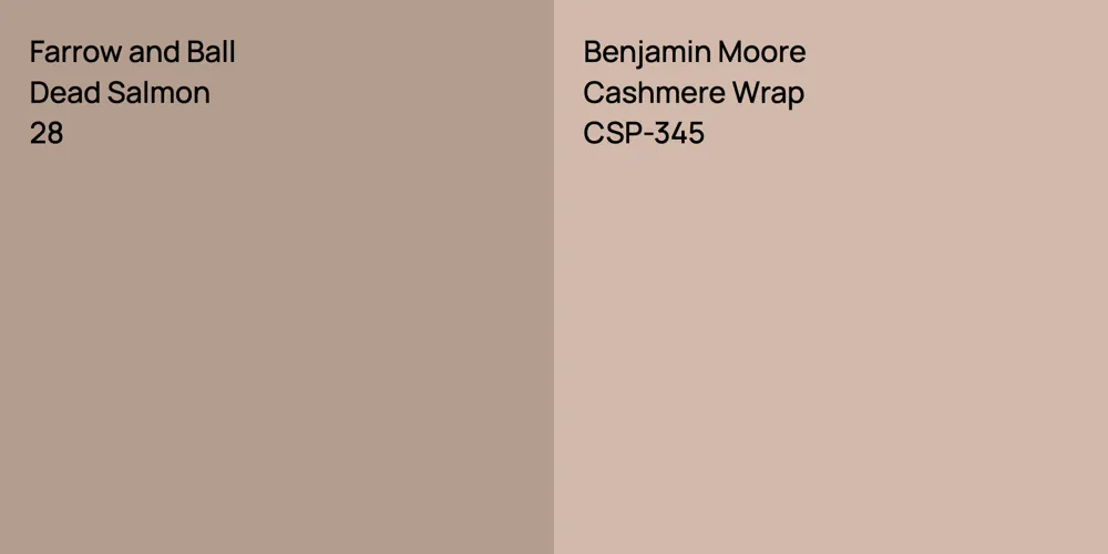 Farrow and Ball Dead Salmon vs. Benjamin Moore Cashmere Wrap