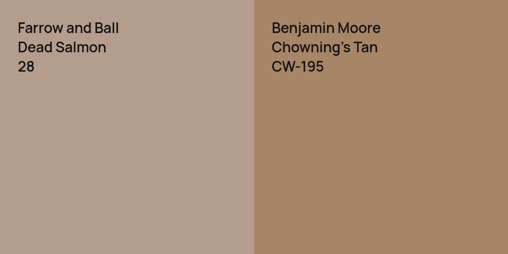 Farrow and Ball Dead Salmon vs. Benjamin Moore Chowning's Tan