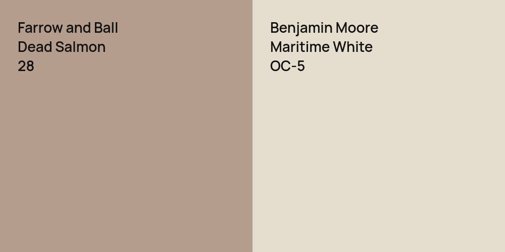 Farrow and Ball Dead Salmon vs. Benjamin Moore Maritime White