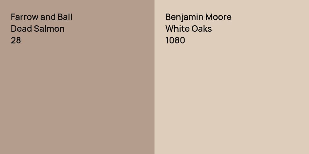 Farrow and Ball Dead Salmon vs. Benjamin Moore White Oaks