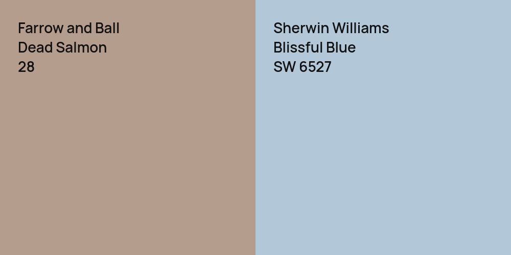 Farrow and Ball Dead Salmon vs. Sherwin Williams Blissful Blue