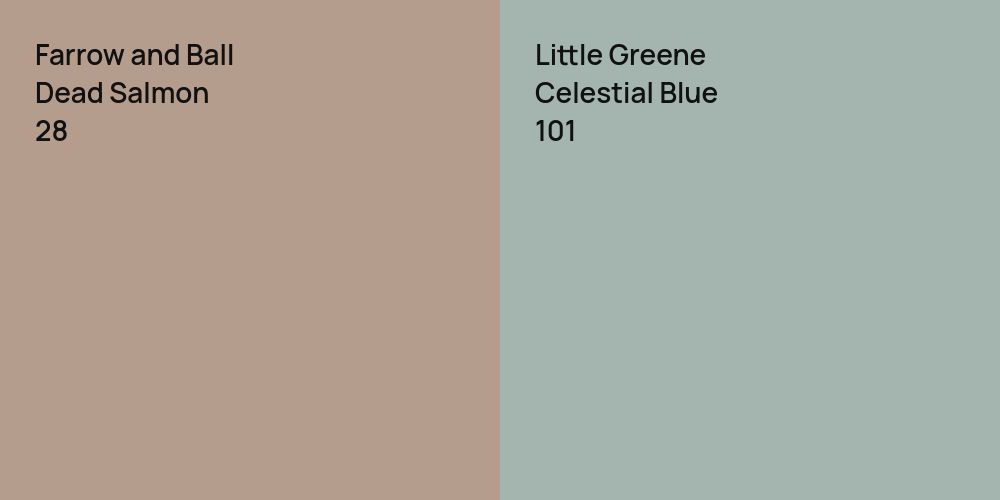 Farrow and Ball Dead Salmon vs. Little Greene Celestial Blue