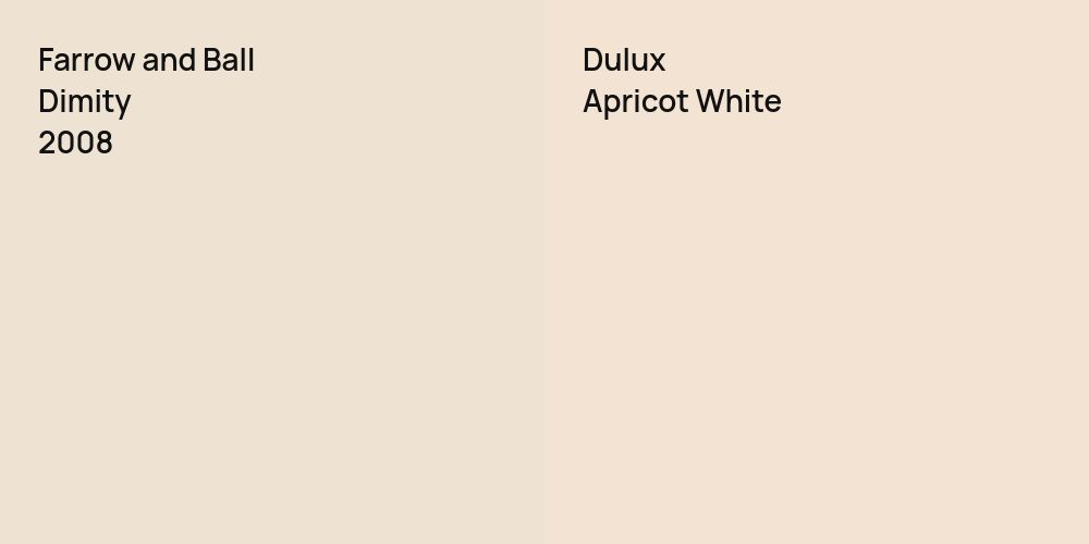 Farrow and Ball Dimity vs. Dulux Apricot White