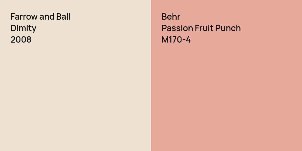 Farrow and Ball Dimity vs. Behr Passion Fruit Punch