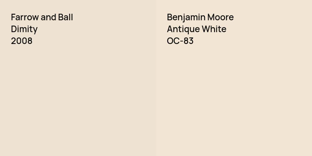 Farrow and Ball Dimity vs. Benjamin Moore Antique White