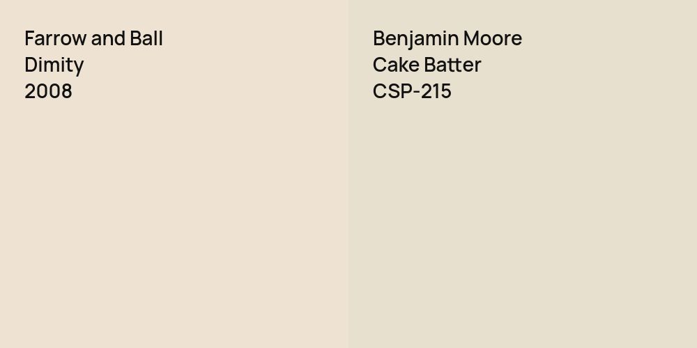 Farrow and Ball Dimity vs. Benjamin Moore Cake Batter