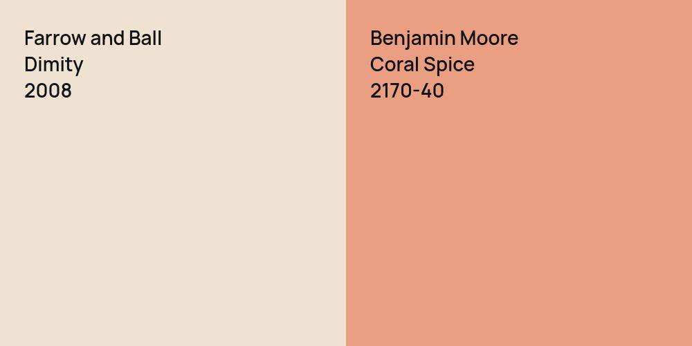 Farrow and Ball Dimity vs. Benjamin Moore Coral Spice