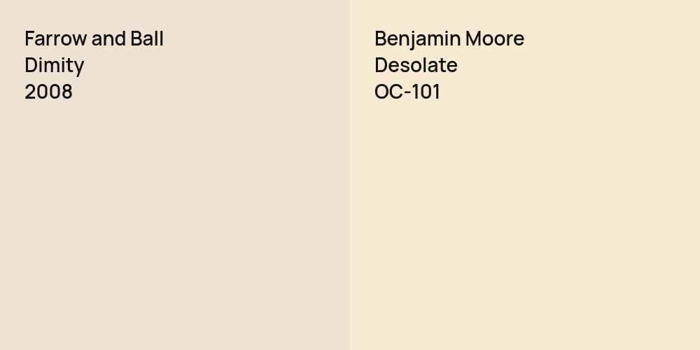 Farrow and Ball Dimity vs. Benjamin Moore Desolate