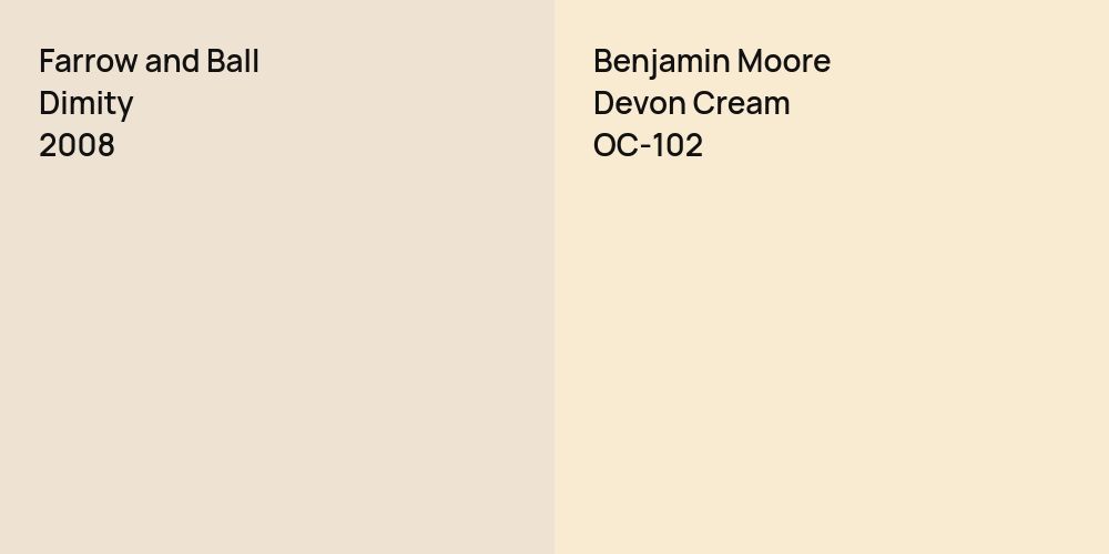 Farrow and Ball Dimity vs. Benjamin Moore Devon Cream