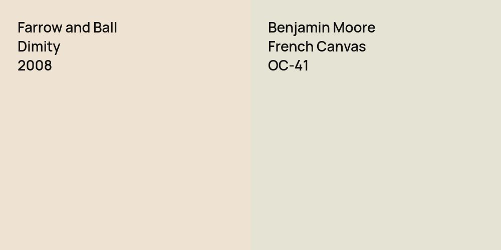 Farrow and Ball Dimity vs. Benjamin Moore French Canvas